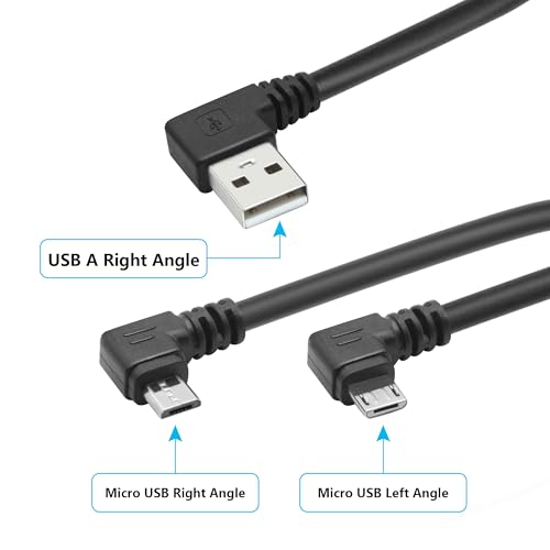 Micro USB Power Data Cable Cable 60CM, 90 Degree USB A Male Right Angle to Micro USB Male Left & Right Angle Charging and Data Sync Cable, for GPS, Dash Cam, Digital Camera, Hard Drive etc - 1Pair - style: USB A Right Angle to Micro USB Left & Right Angle