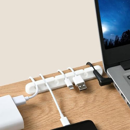 3 Pack Self-Adhesive Cable Management Clips - White Cord Organizers for Desktop, Nightstand & Office, Available in 3/5/7-Slot Sizes