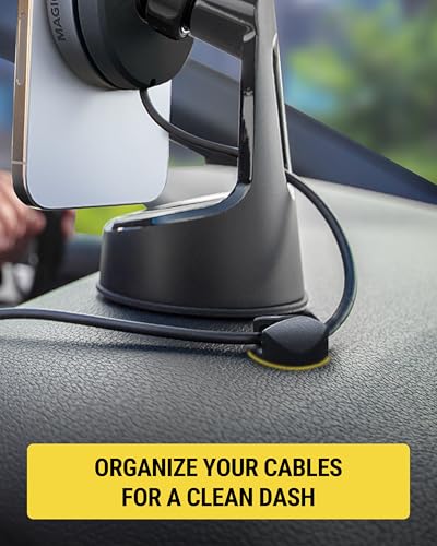 Scosche CMAR-6PKRP Cable Management Kit, 6-Pack of Black Adhesive Cable Clips for Phone Charging Cables, Charger Cords, Wire Organizer and Cord Holders for Desk, Nightstand, Car, Home, Computer - style: 6 Round