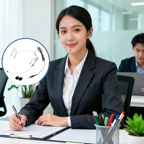 MECCANIXITY Ear Hook Headset Microphone, Double Over Ear Set Hanging Omnidirectional Wired Audio Condenser Microphone Headset with Mini XLR 4 Pin Screw Plug 3.9ft Cable, Black - color: Black, style: Mini XLR 4 Pin Screw Plug