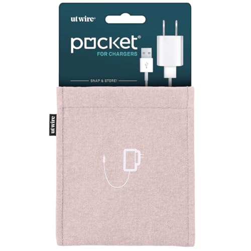 UT Wire Pocket Snap & Store Earphone Case Pouch, Pale Pink with Solid Grey Interior - color: Pale Pink, size: Charger Case