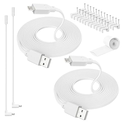 2-Pack Power Extension Cable 30FT, Compatible with Wyze Cam v4, Wyze Cam Pan v3, Wyze OG, Wyze Cam v3 and v3 Pro Security Camera, Flat Camera Micro USB Charging Cable with 1FT L-Shaped Adapters - size: 30FT-2PK