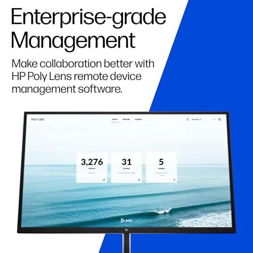 Poly Studio V12 – USB Video Bar for Small Rooms - 4K 20MP Camera, AI-Enhanced Audio, Noise Cancellation, Poly Lens Management - Microsoft Teams, Zoom & Google Meet Compatible - Thoughtfully Made