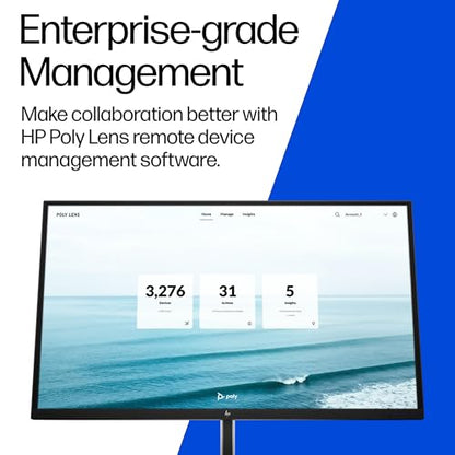 Poly Studio V12 – USB Video Bar for Small Rooms - 4K 20MP Camera, AI-Enhanced Audio, Noise Cancellation, Poly Lens Management - Microsoft Teams, Zoom & Google Meet Compatible - Thoughtfully Made