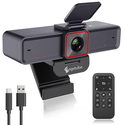 Angetube 4K AI Webcam for PC, AI-Trackig Computer Web Camera for Desktop | AI-Trackig, HDR, USB 3.0, Remote Control, 10X Digital Zoom, AI Noise-Cancelling Mics, USB Web Cam for Mac Laptop