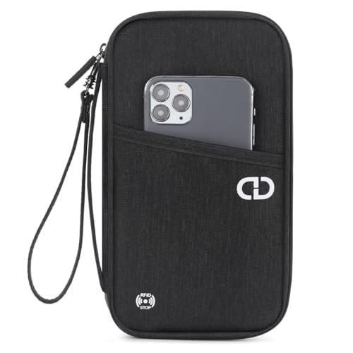 Travel Passport Holder - Family Passport Wallet Holder, Lightweight Portable Travel Document Organizer Passport Card Cover with Zipper Pocket (Black) - color: Dark black