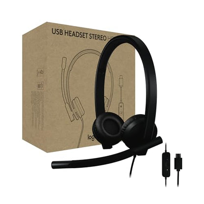 Logitech H570e USB Headset with Microphone for PC and Mac, USB-C Wired Headset with Stereo Sound, Noise-Canceling Mics and Inline Controls, Certified for Microsoft Teams, Black - size: Teams, style: Stereo
