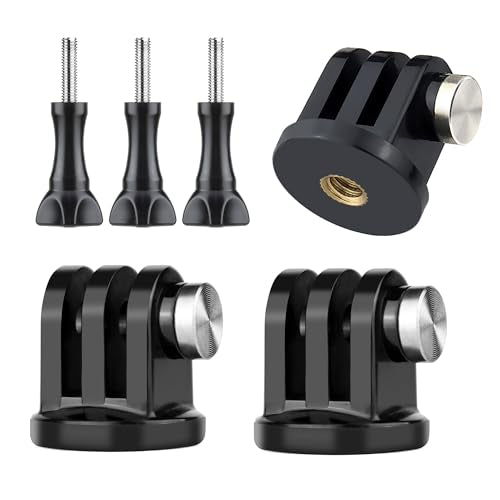 GEPULY 6PCS Mini Tripod Mount Adapter, Anti-Rust 316 Stainless Steel, 1/4-20 Thumbscrew for GoPro 13/12/11/10/9, DJI OSMO AKASO Insta360 Action Camera Tripod Selfie Stick Monopod DSLR