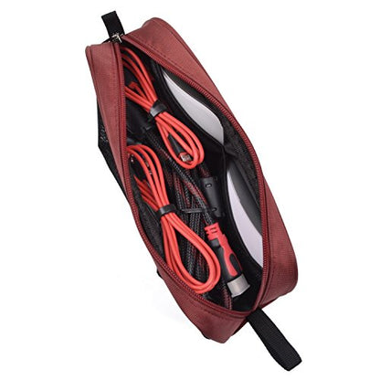 Universal Electronics Accessories Travel Organizer - Zipper Mesh Adapter Case for Laptop, Notebook, Tablet, Power, Mouse, Cord, USB Accessories - Red