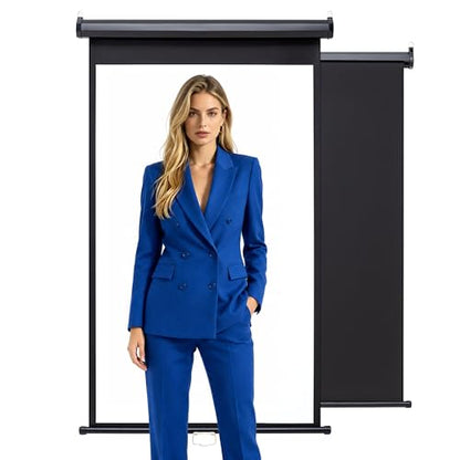 Retractable White Background Screen 36" x 56" Portable Roll-Up, Pull-Down Background, Black and White Double-Sided Design, PVC Material, Suitable for ID Card Passport Photo Photography