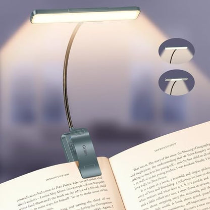 Gritin 2026 Gen 2 Book Light for Reading- 32 Eye Caring Full Spectrum LED | 5 Colors & 5 Brightness, Adjustable Wide/Narrow Beam, Upgrade 1500mAh Long-Lasting Rechargeable Clip on Light-Sea Blue - color: Sea Blue