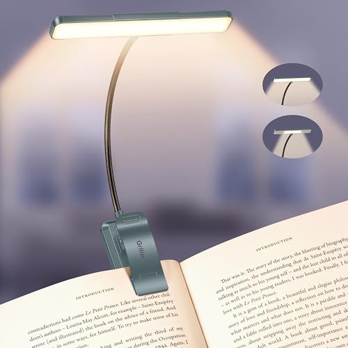 Gritin 2026 Gen 2 Book Light for Reading- 32 Eye Caring Full Spectrum LED | 5 Colors & 5 Brightness, Adjustable Wide/Narrow Beam, Upgrade 1500mAh Long-Lasting Rechargeable Clip on Light-Sea Blue - color: Sea Blue