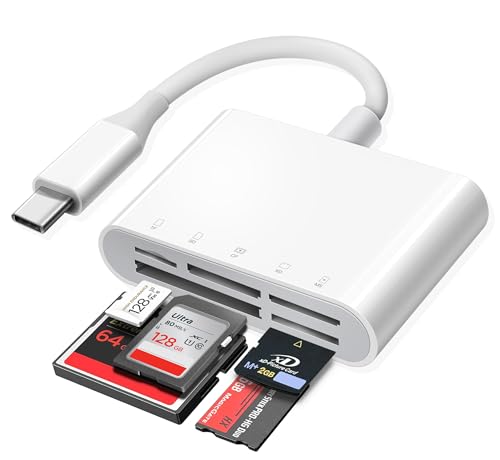 USB C SD Card Reader for iPhone 15 iPad Mac, xdgeLoad TypeC Memory Card Adapter with 5 Slots Supports SD MicroSD CF Compact Flash XD MS Memory Stick, Trail Camera Viewer Plug&Play - size: 5 Slots