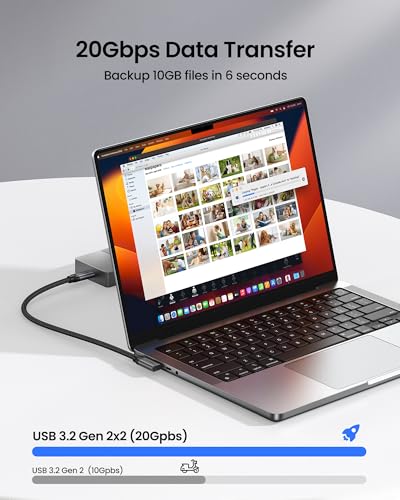 Silkland USB C Monitor Cable Right Angle 10FT, 8K@30Hz 5K/4K@60Hz Display, 20Gbps Data Transfer, 90 Degree USB C 3.2 Gen 2x2 Video Cable, 240W Charging for iPhone 17,MacBook, Portable Monitor, Carplay - size: 10 Feet