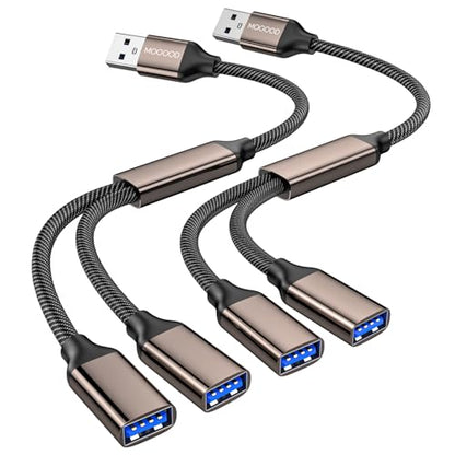 MOGOOD USB Splitter 1 in 2 Out,USB 3.0 Splitter Y Cable,Dual USB Port Extender Hub USB Male to Two Female Extension Cord Multi Port USB Extension Splitter Data Charging Split for Car,PC,TV,Laptop - size: 2pack