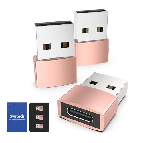 Syntech USB C Female to USB A Male Adapter 3 Pack, Type C Charger Cable Power Adapter Compatible with iPad Air 7, iPhone 17/16/15/14 Pro Max, Apple Watch Series 10/9, Samsung Galaxy S20 etc, Rose Gold - color: Rose Gold