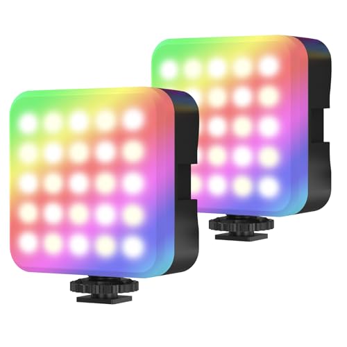 Zeadio RGB Camera Video Light - 800LM Adjustable 3000K-7000K Color Temperature & 6 Colors, CRI95 Portable Pocket LED Light for DSLR/Tabletop Filming/Selfie/Cell Phone/Photography, Pack of 2 - color: RGB, size: Pack of 2
