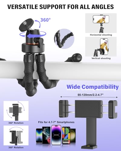 Vlogging Kit for iPhone/Android, YouTube Starter Kit with Wireless Microphone/Camera Tripod/Flexible Tripod/RGB Fill Light, Content Creator Essentials Kits for TikTok Vlog Video Recording
