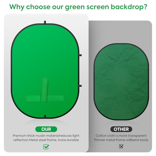 Green Screen Portable,Heorryn 3x5ft Green Blue Screen Chair Backdrop Kit Background Double Sided Pop Up Chroma Key for Photography,Live Streaming Gaming Zoom Video Chats Parties and Meeting