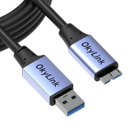 OkyLink USB 3.0 A to Micro-B Cable, Male to Male, 5Gbps 10ft | 3M, 3.2 Gen 1, for External Hard Drive HDD SSD - color: Gray USB3.0, size: 10ft (3m)