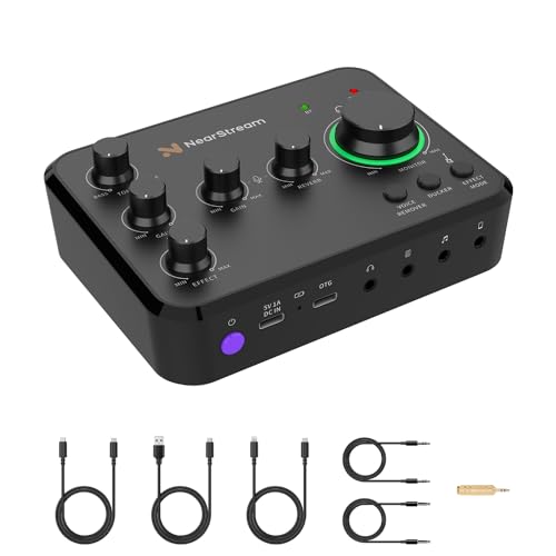 NearStream Audio Interface for Recording, Streaming, Podcasting, Rechargeable Audio Mixer with Pro-preamp, 8 Channel, XLR, 48V Phantom Power, Line & DI Inputs, Bluetooth, for PC & Smartphone (AMIX20B)