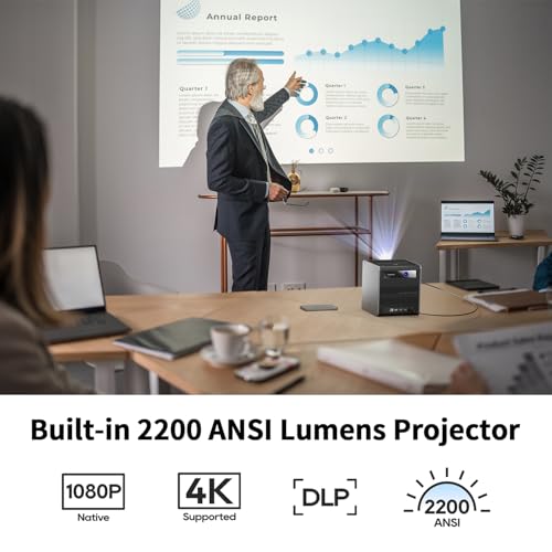 CZUR StarryHub Video Conferencing System, 2200 ANSI Lumens Short Throw Projector + HD 1080P Conference Room Camera with Auto Framing + 6 AI-Driven Microphones + Conference Speakers