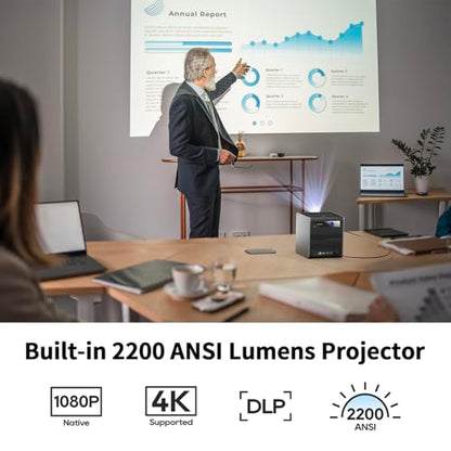 CZUR StarryHub Video Conferencing System, 2200 ANSI Lumens Short Throw Projector + HD 1080P Conference Room Camera with Auto Framing + 6 AI-Driven Microphones + Conference Speakers