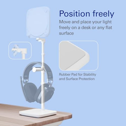 Elgato Neo Stand, Desk Mount for Key Light Neo | Weighted base, Adjustable height and tilt, Integrated headset holder, Recycled plastic, Clean white finish - style: Neo Stand