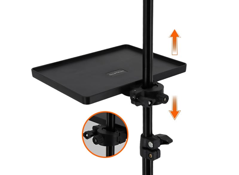 Mic Stand Tray, Soporte Microfono, Tripod Clamp Shelf for Music Sheet, Streaming, Karaoke, Recording - Drum Accessories, Lash Organizer (Small- Not Phone Holder)