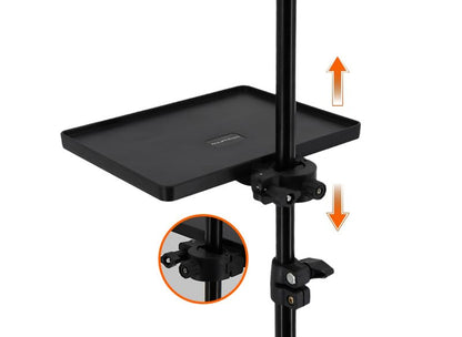 Mic Stand Tray, Soporte Microfono, Tripod Clamp Shelf for Music Sheet, Streaming, Karaoke, Recording - Drum Accessories, Lash Organizer (Small- Not Phone Holder)