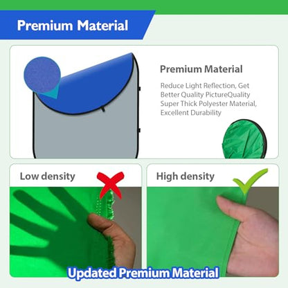Portable Green Screen Backdrop with Stand,Foldable 5x7ft Chromakey Blue&Green Screen 2 in 1 Pop Up Collapsible Backdrop for Photo and Video Shooting,Gaming (Green & Blue) - color: Green & Blue