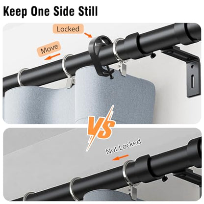 Shower Curtain Stopper Clip,Locking Clamp,Fastener,Fix The Curtain to Prevent It from Sliding,Limit Clip Suitable for Rods of All Diameters from 5/8 to 9/8 in (Black 2 pcs) - color: Black 2 Pcs