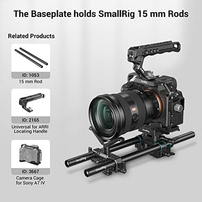 SMALLRIG Universal 15mm Rail Support System with 15mm Rod Clamp and Quick Release Plate - 2272 - style: Universal Baseplate