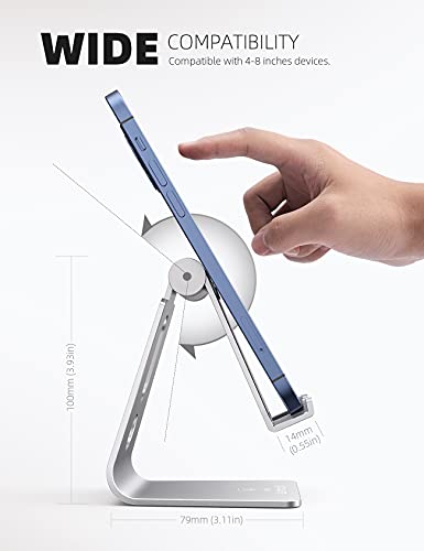 Lamicall Adjustable Cell Phone Stand, Desk Phone Holder, Cradle, Dock, for iPhone 16 15 14 13 12 Mini 11 Pro Xs Max XR X 8 7 6 Plus SE, Office Accessories,Smartphone - Silver - color: Silver