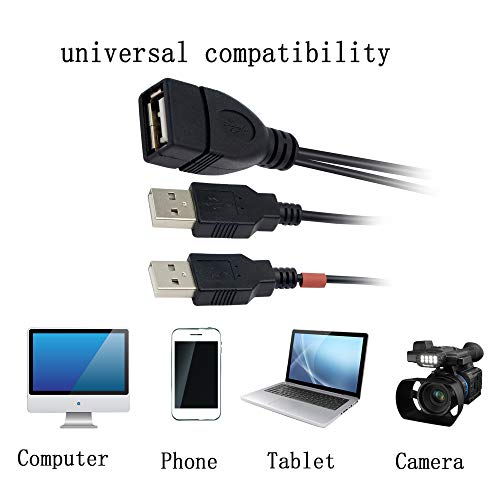 YOUCHENG 30cm USB 2.0A Female to Dual A Male Y Hub Adapter Cable for Computers and Mobile Phones - Data Transmission on One Port (2-Pack)