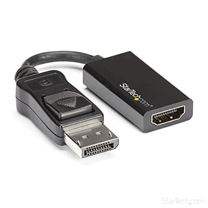 StarTech.com DisplayPort to HDMI Adapter - 4K 60Hz Active DP 1.4 to HDMI 2.0 Video Converter - DP to HDMI Monitor/TV/Display Cable Adapter Dongle - Latching DP Connector (DP2HD4K60S), Black | DP 1.4 to HDMI 2.0, 3840 x 2160, 4K 60Hz UHD, 7.1 audio, DPCP,