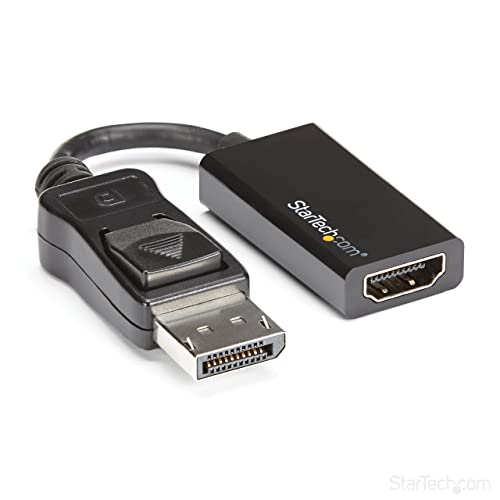StarTech.com DisplayPort to HDMI Adapter - 4K 60Hz Active DP 1.4 to HDMI 2.0 Video Converter - DP to HDMI Monitor/TV/Display Cable Adapter Dongle - Latching DP Connector (DP2HD4K60S), Black | DP 1.4 to HDMI 2.0, 3840 x 2160, 4K 60Hz UHD, 7.1 audio, DPCP,