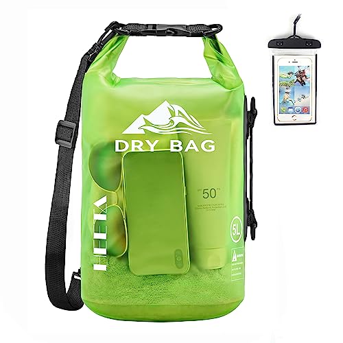 HEETA Dry Bag Waterproof for Women Men, 5L/10L/20L/30L/40L Roll Top Lightweight Dry Storage Bag Backpack with Phone Case for Travel Swimming Boating Kayaking Paddle Board Camping Beach Accessories - color: Lemon Green, size: 40L