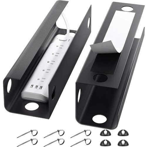 Yecaye 2 Pack Cable Management Under Desk, 31.5 in Under Desk Cable Management Tray,Cord Hider,Cord Organizer, No Screw Wire Management for Office and Home, Black - color: Black