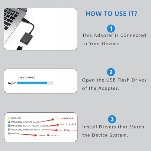 USB to HDMI Adapter for Monitor Windows 11/10 / 8, HDMI USB Converter for Laptop Mac MacBook pro, USB 3.0 USB 2.0 HDMI Cable Multiple Monitors for Desktop PC TV