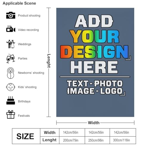 Custom Photography Cloth Design Your Own Photo Logo Text Personalized Backdrops Non-Reflective Non-Penetrating Photoshoot Background Screen Portrait Studio Photobooth Drops 56 X 79 Inches, Dusty Blue - color: Dusty Blue, size: 56"×79"