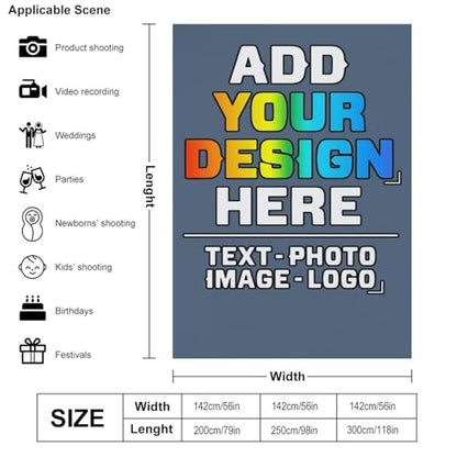 Custom Photography Cloth Design Your Own Photo Logo Text Personalized Backdrops Non-Reflective Non-Penetrating Photoshoot Background Screen Portrait Studio Photobooth Drops 56 X 79 Inches, Dusty Blue - color: Dusty Blue, size: 56"×79"