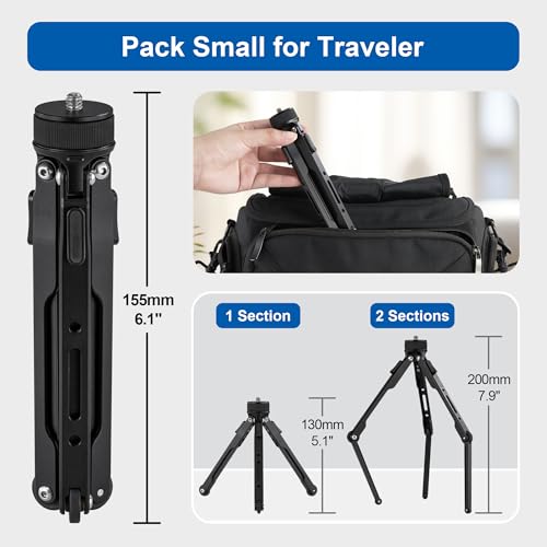 LEOFOTO Aluminum Mini Table Tripod, Weight 162g/0.35lb, Maxload 5kg/11lb, Foldable Stand, Compact Camera Spider Tripod, for Camera/Phone/Live Stream Light/Projector MT-03 Lightweight Version (MT-03S) - size: MT-03S Lightweight Version