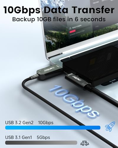 GeoHN.G USB A to USB C Fiber Optic Extension Cable 10M/33FT, Right Angle USB 3.2 10Gbps Long Distance Active Optical USB C Cable for VR/AR, Quest2, Webcam, Camera, Mini PC and More - style: 10M-Right 90°