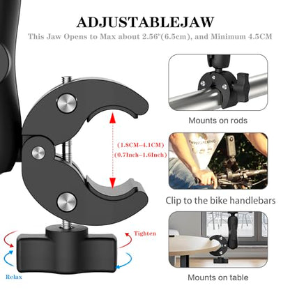 Taisioner Super Camera Clamp Mount 3.6" Socket Arm 360°Ball Head Magic Arm 1/4" Thread for Canon Nikon/Digital Camera/DSLR/Gopro/Insta360/LED Light(Gopro Adapter,Phone Holder) - size: 3.6"super clamp