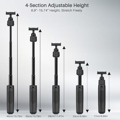 15.7" Extendable Magnetic Selfie Stick Tripod for DJI Osmo Action 5 Pro 4 3 Accessories, Portable Vlog Grip Stand with Dual-Lock Buckle, 360 Rotate Ball Head for Vertical Shooting, Black - size: Action 5 Pro/4/3