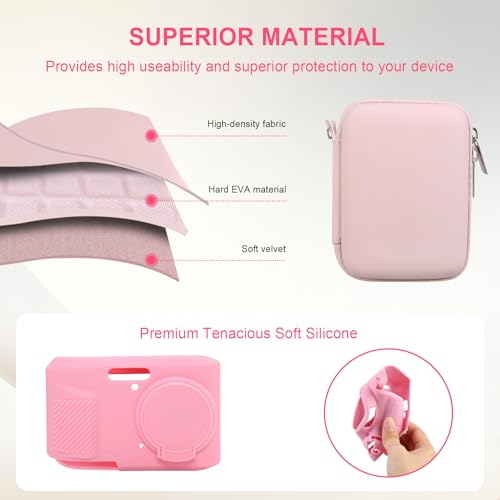 Case for Kodak PIXPRO FZ45 Digital Camera (Hard Case + Soft Silicone Cover) | Kodak PIXPRO FZ45 Digital Camera Hard Carrying Case and Soft Silicone Protective Case with Removable Lens Cover, Pink - color: Pink