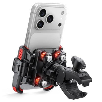 Lamicall Motorcycle Bike Phone Mount Holder for 6-7.2" Phones, Red | Upgrade Vibration Dampener, Camera Friendly - color: Red