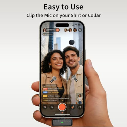 NPTCL Wireless Lavalier Lapel Microphone for iPhone iPad Android Phone | LED Digital Charge Display, Noise Reduction, 24 Hours Charging Case, 70Ft Cordless Recording for Youtube Tiktok Podcast