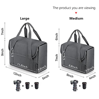 S-ZONE Waterproof Shockproof Foldable Camera Insert Bag Lens Cases Canon Nikon | Raindrop Proof, Fits in a Backpack, Suitable for DSLR/SLR Camera - color: Grey with Handle, size: Large